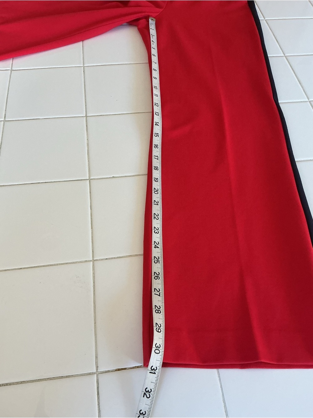 Boden Red With Navy Side Stripe Wide Leg Trousers Pants - Picture 8 of 11